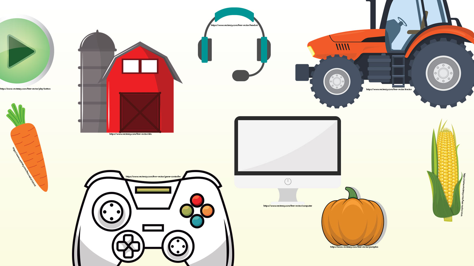 Farming and gaming cliparts